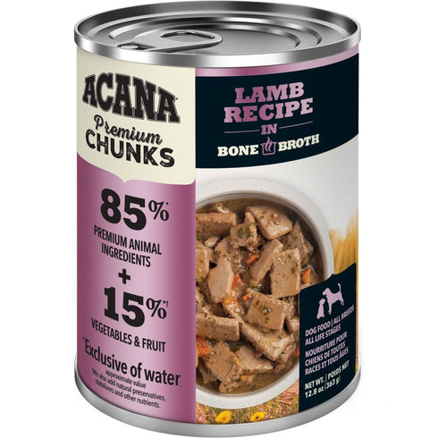 Acana Premium Chunks Lamb Recipe in Bone Broth Canned Dog Food 12.8oz - Poudre Pet and Feed Supply